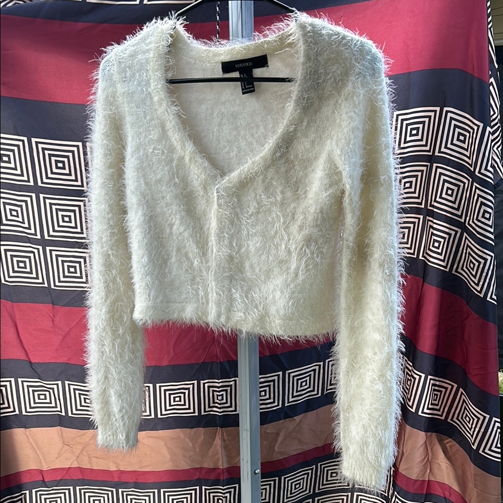 Forever 21 Cream Fuzzy Sweater